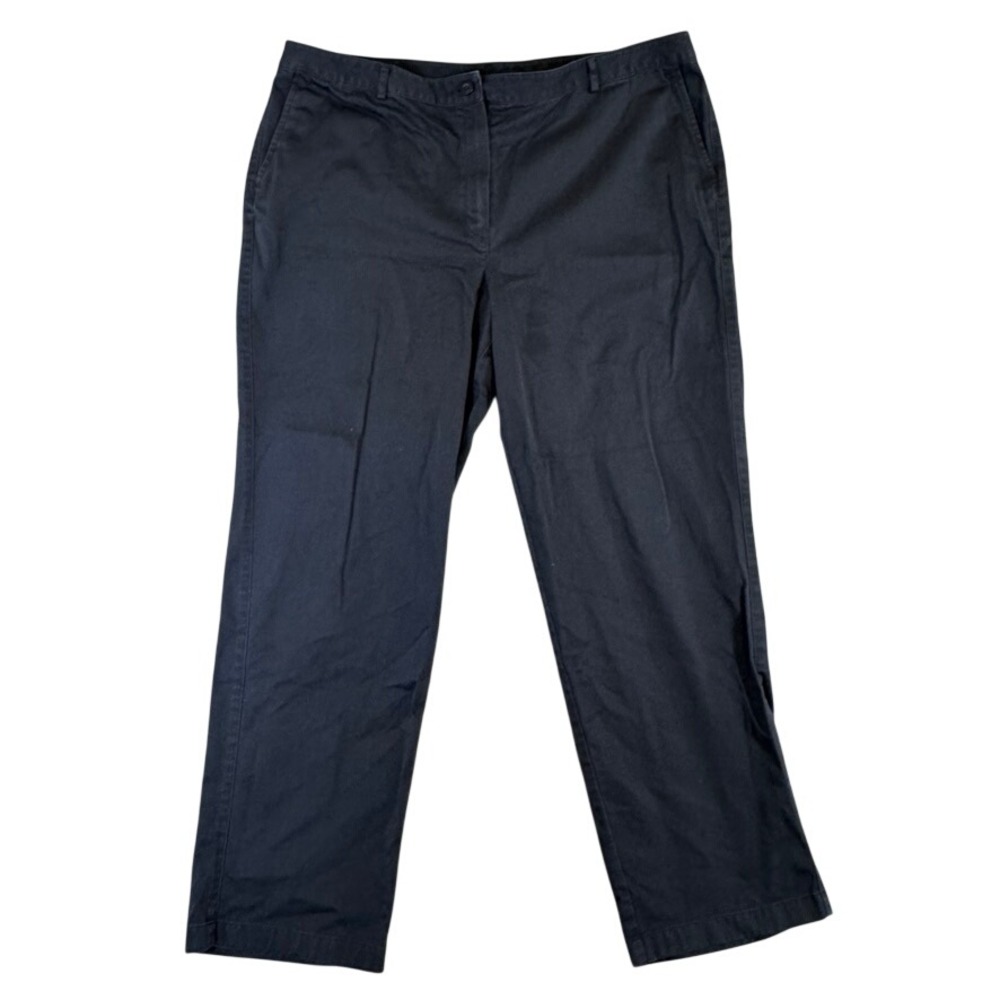 LL Bean Favorite Fit Chino Pants Womens 20 Navy Blue Cotton Twill Straight Leg